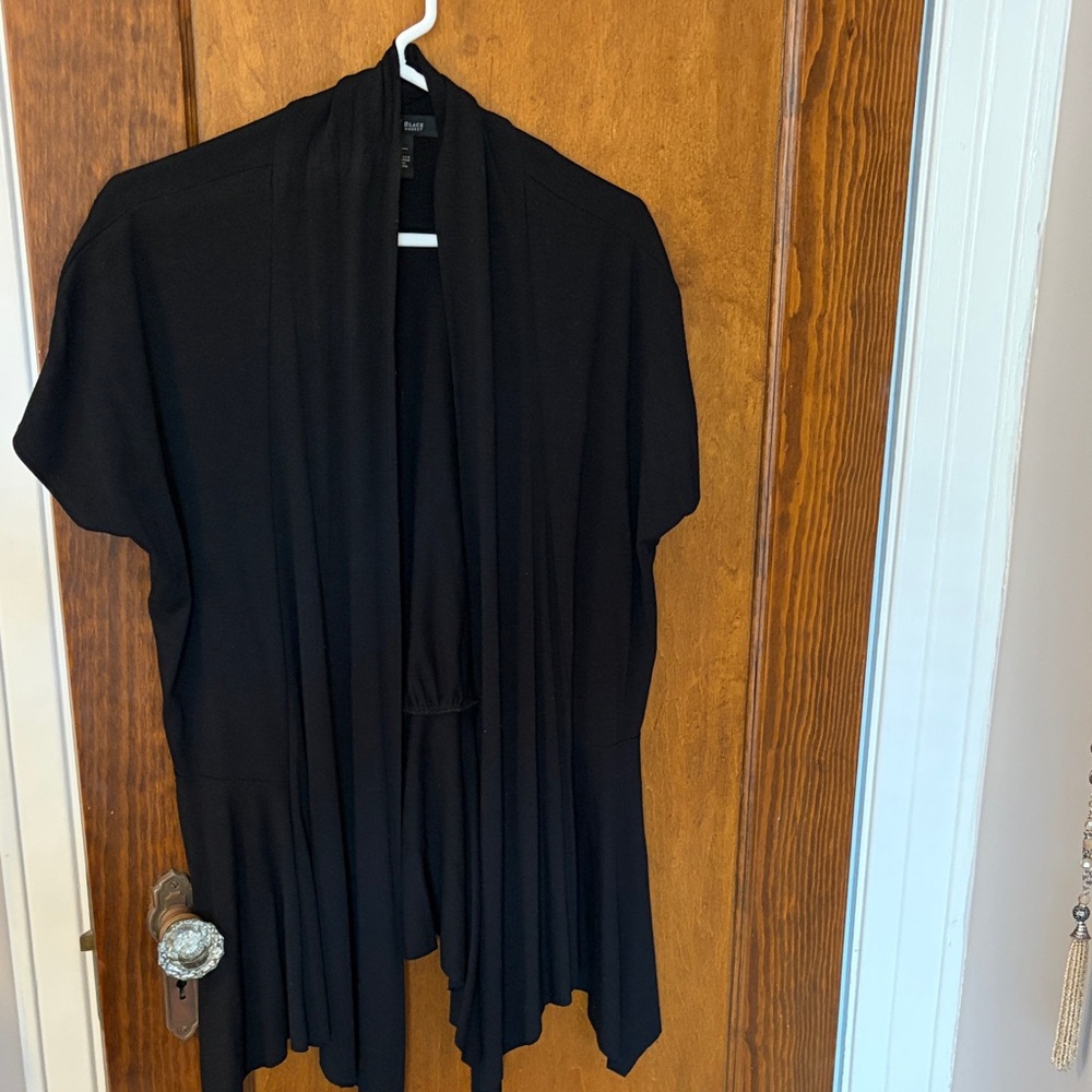 White House Black Market Black Open-Front Layering Top